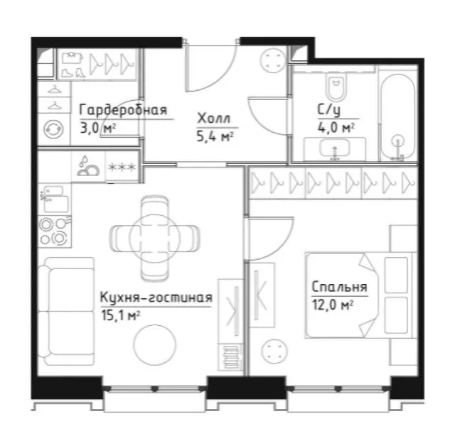 Студия 41.4 м² — Москва — фото 4