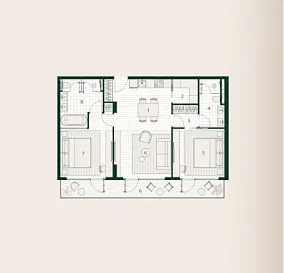 Premium 2-room apartment 56.6 – 81.8